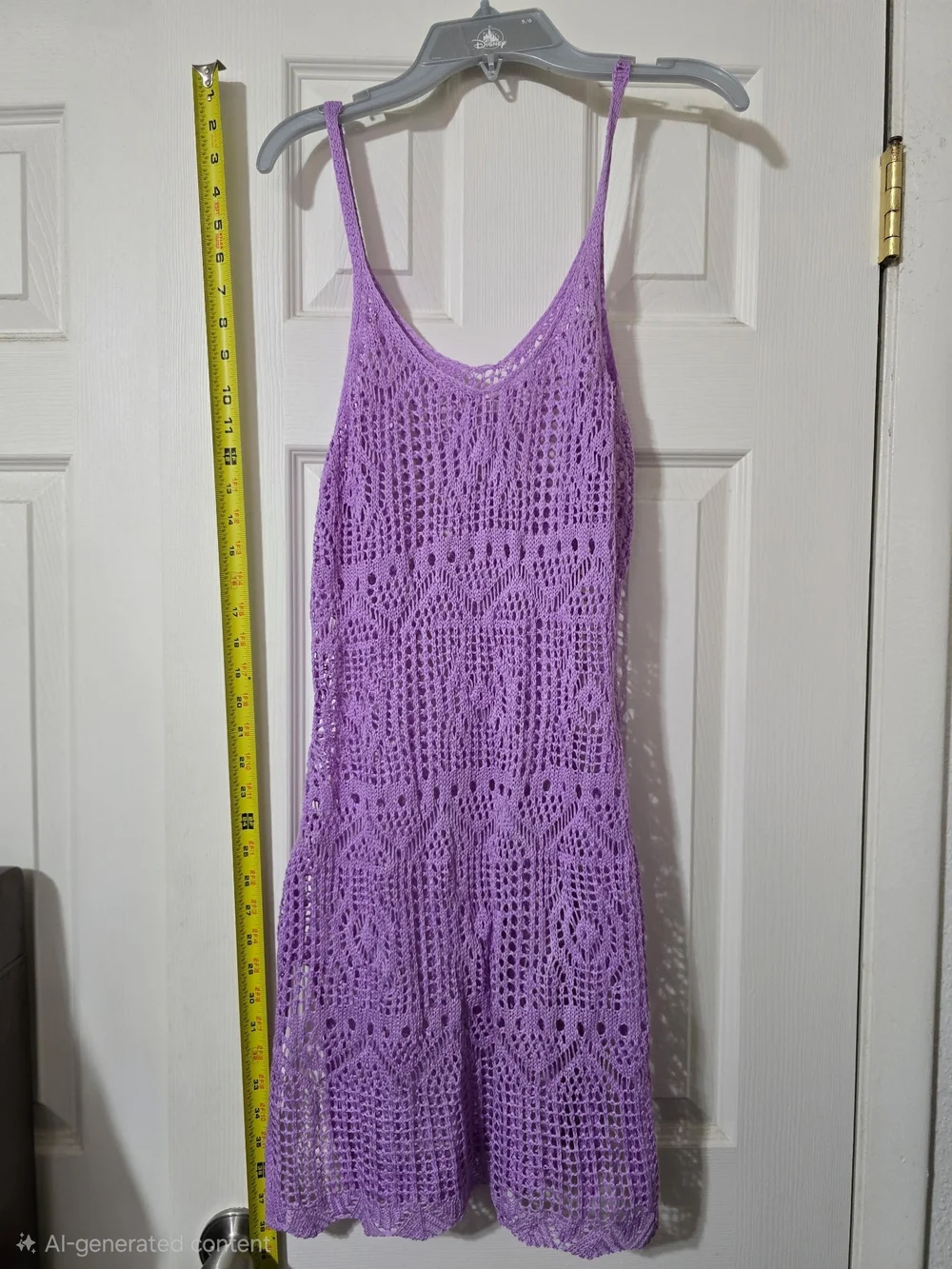 Crochet Swim CoverUp Dress One Size S/M Purple High Slit Beach Fairy Resortwear